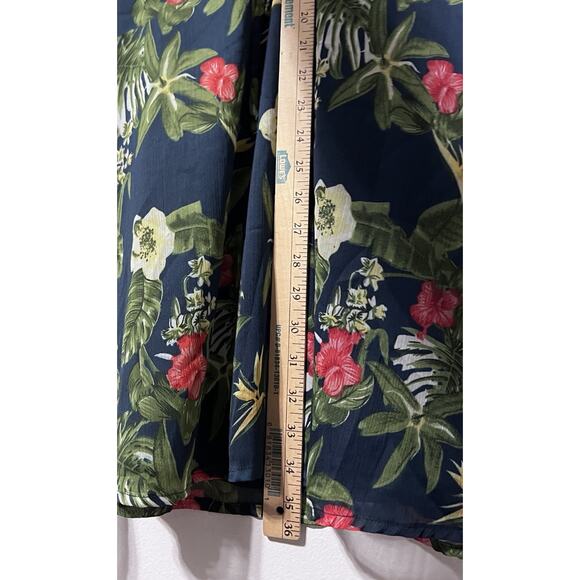 Md’M Tropical Dress Hawaii Hibiscus Short Chiffon Blue Medium Sz 10 resort - Picture 9 of 11